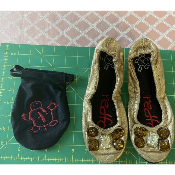 Redfoot Gold Ballet Folding Shoes Size Small - Picture 1 of 12